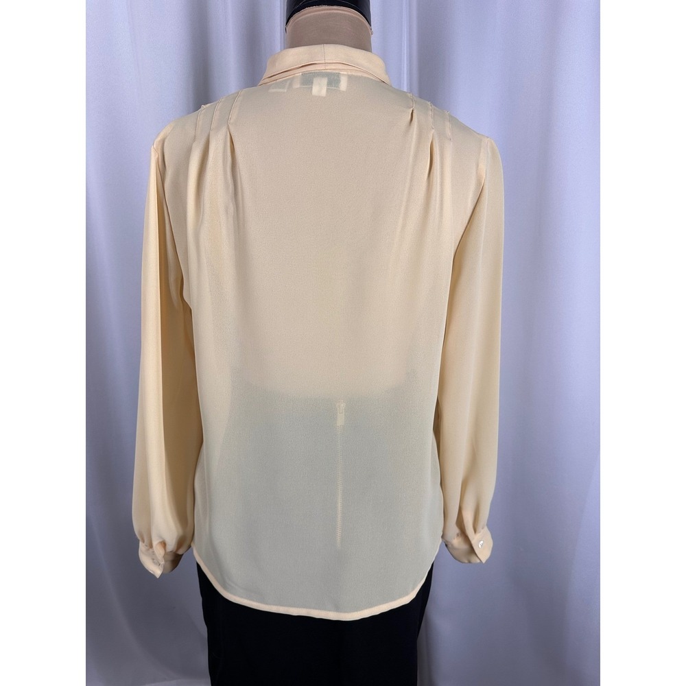 Christian Dior Vintage Yellow Chiffon Button Down Blouse Pleated Shoulder Size 6 - Picture 5 of 16
